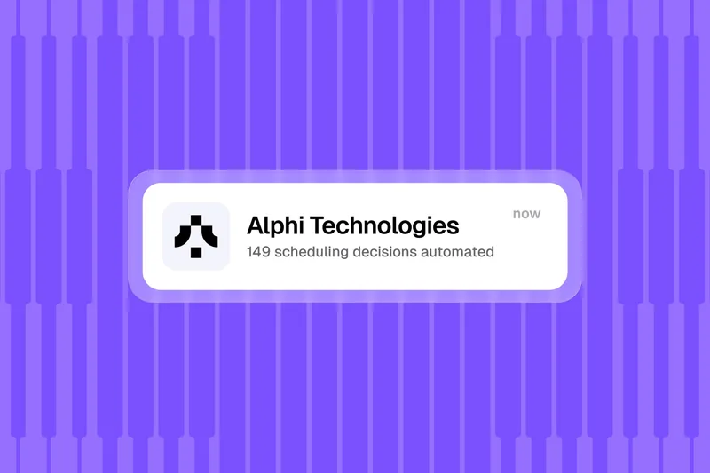 Alphi notification over the striped brand pattern