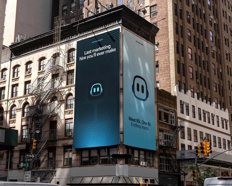 Atmospherik billboards with the Rik icon on a New York corner